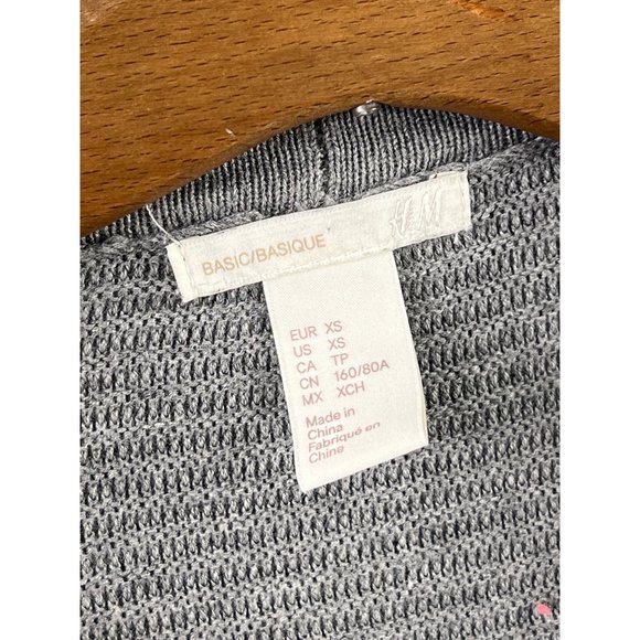 H&M Basic Open Front Ribbed Cardigan Sweater Womens XS Gray Cotton Viscose Soft - Picture 3 of 7